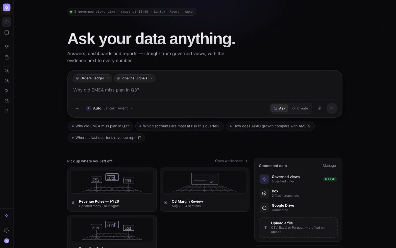 AI Native Dashboard: the home screen, ask your data anything